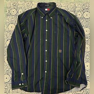 Vintage 90s Tommy Hilfiger Lion Crest Striped Button Down